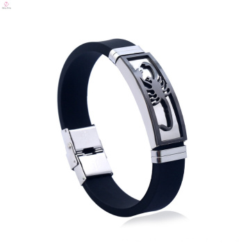 Bracelete de aço inoxidável do escorpião do silicone feito sob encomenda da jóia dos homens